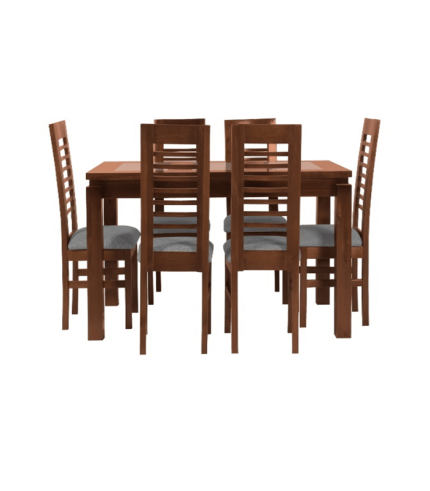 JUEGO DE COMEDOR FLORENCIA 6 SILLAS NOGAL