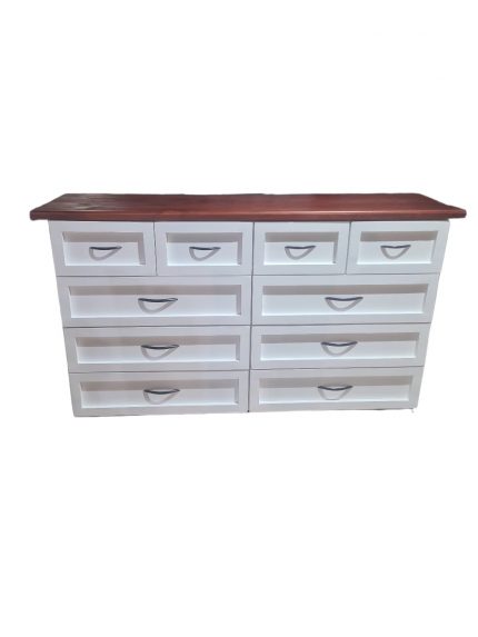 Cómoda Rústica Visby bicolor caramelo y blanco